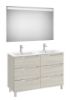 Imagen de PACK, MUEBLE LAVABO Y ESPEJO, MODELO ALEYDA 6 CAJONES  ACABADO BLANCO MADERA Y LAVABO DOBLE. MEDIDA 1200X460