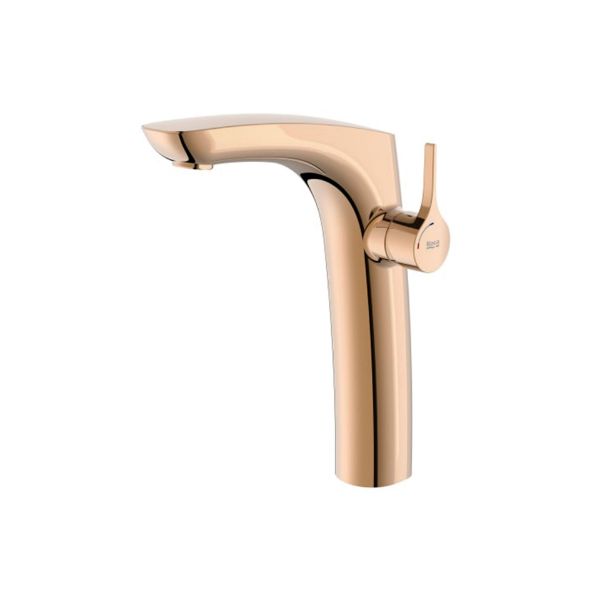 MONOM LAVABO INSIGNIA ORO ROSA LISO CAÑO ALTO COTAS