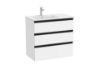 A851487509 UNIK, MUEBLE Y LAVABO, MODELO GAP 3 CAJONES  BLANCO MATE CON LAVABO DESPLAZADO A LA IZQUIERDA. MEDIDA 800X460