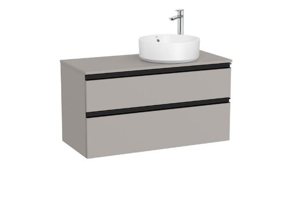 A851958547 UNIK  GAP 2 CAJONES GRIS MATE PARA LAVABO SOBREENCIMERA DESPLAZADO A LA DERECHA MEDIDA 1000X460