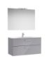 Imagen de PACK, MUEBLE LAVABO Y ESPEJO, MODELO VICTORIA 2 CAJONES  ACABADO GRIS BRILLO Y LAVABO CENTRADO . MEDIDA 1000X453