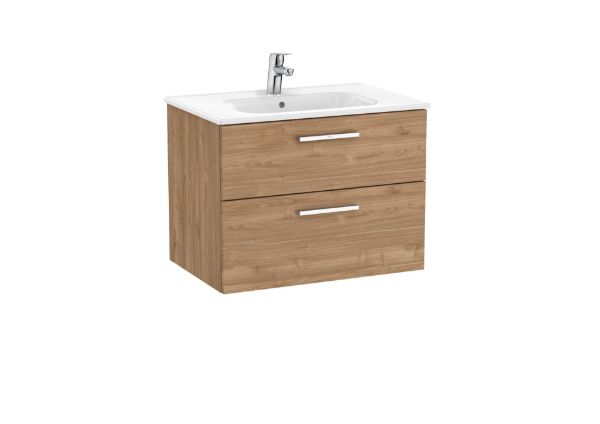 Imagen de UNIK, MUEBLE Y LAVABO, MODELO VICTORIA 2 CAJONES NOGAL CON LAVABO CENTRADO.  MEDIDA 700X453